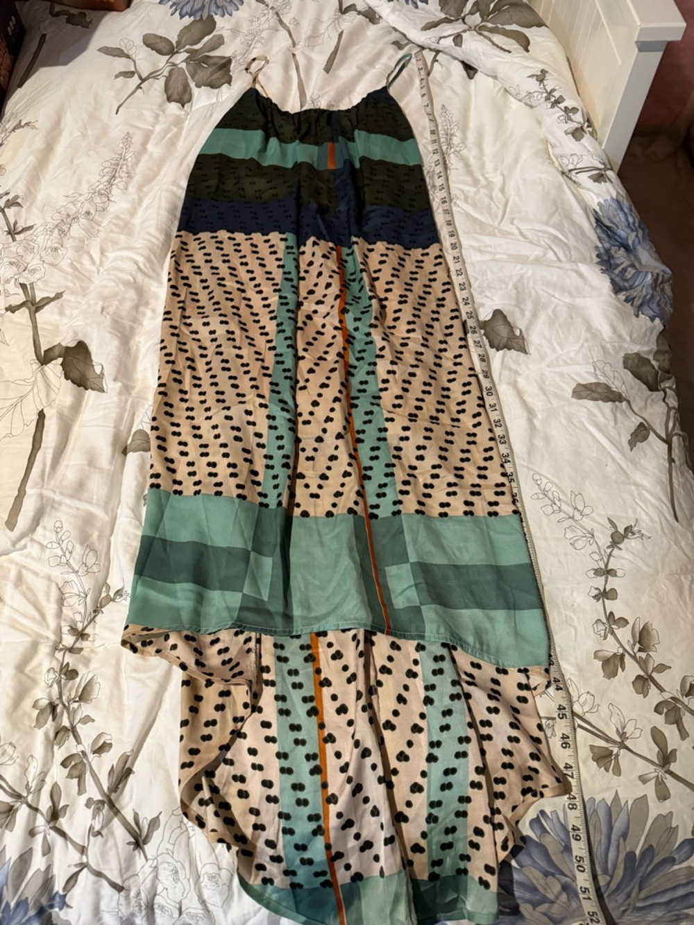 Anthropologie  High-Low Maxi dress in Teal and Beige